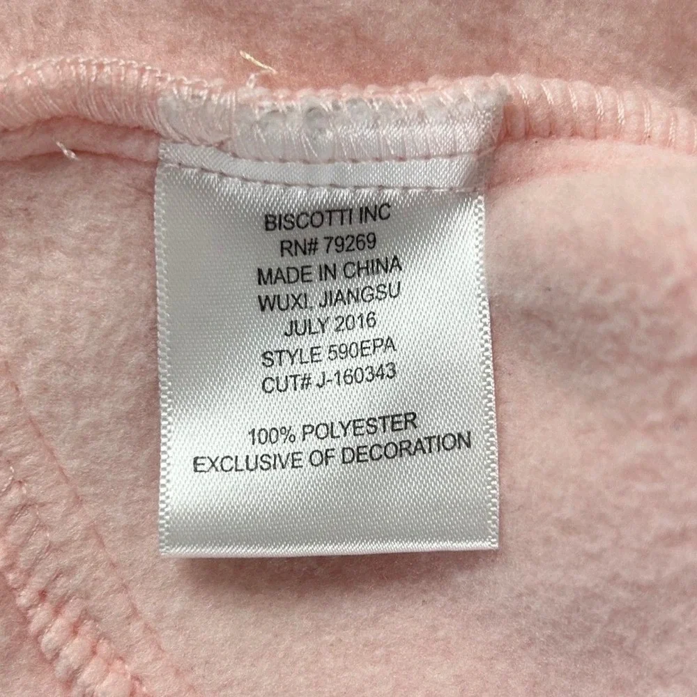 Kate Mack‎ Biscotti Pink Fleece Ruffle Rosette Jacket Baby Girl 9M 590EPA NEW